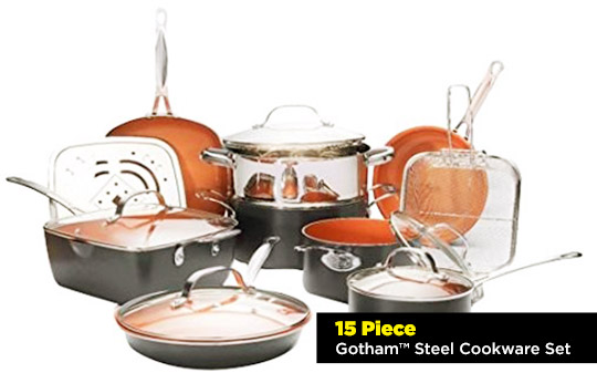 Gotham Steel Non-Stick 10-Piece Cookware Set, Red/Copper