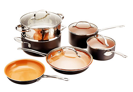 Gotham Steel Square 10-Piece Nonstick Copper Frying Pan & Cookware Set 1777 NEW 
