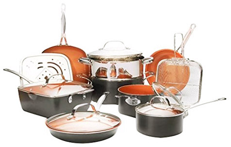 Gotham Steel Copper Cast Nonstick 20 Piece Cookware Set - 5 utensils  included